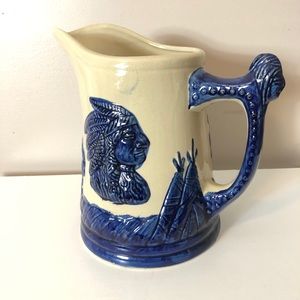 Antique Sleepy Eye Pitcher c1920 - wide mouth, 9”H